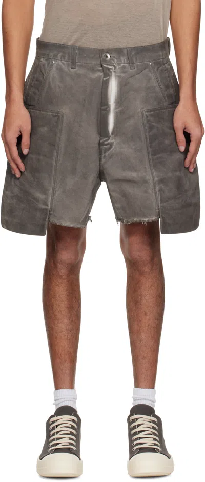 Rick Owens Drkshdw Gray Hollywood Stefan Cargo Denim Shorts In Grey
