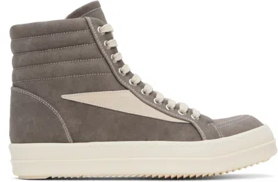 Rick Owens Drkshdw Gray Hollywood Vintage High Sneakers In 3411 Dust/milk/milk