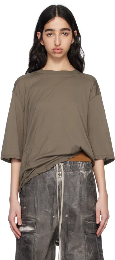 Rick Owens Drkshdw Gray Hollywood Walrus T-shirt In 34 Dust