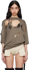 Rick Owens Drkshdw Gray Hollywood Walrus T-shirt In 34 Dust