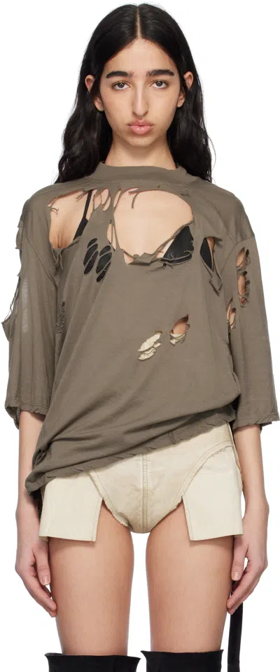 Rick Owens Drkshdw Gray Hollywood Walrus T-shirt In 34 Dust