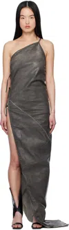 Rick Owens Drkshdw Gray Overdyed Taco Maxi Dress In 78 Drkdust