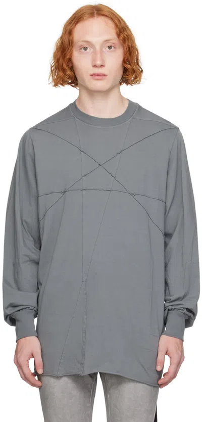 Rick Owens Drkshdw Gray Porterville Jumbo Penta Seams Long Sleeve T-shirt In 88 Stone