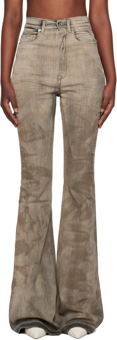 Rick Owens Drkshdw Gray Temple Bolan Bootcut Jeans In Brown