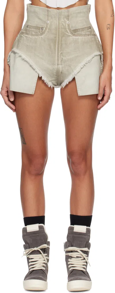 Rick Owens Drkshdw Gray Temple Dirt Cutoff Denim Shorts