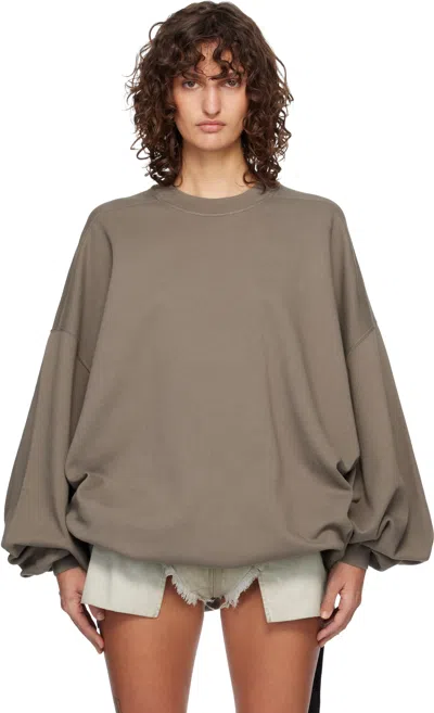 Rick Owens Drkshdw Temple Hun Crew Neck Sweatshirt In Brown