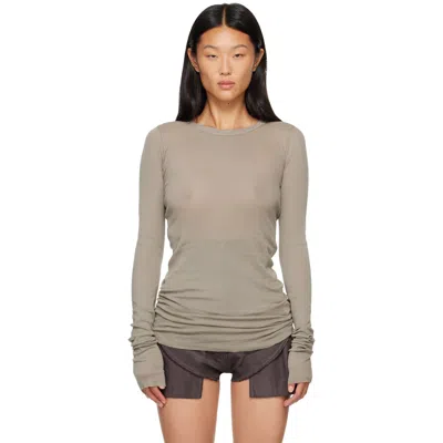 Rick Owens Drkshdw Basic Fitted Long-sleeve Asymmetrical Cotton Top In Purple