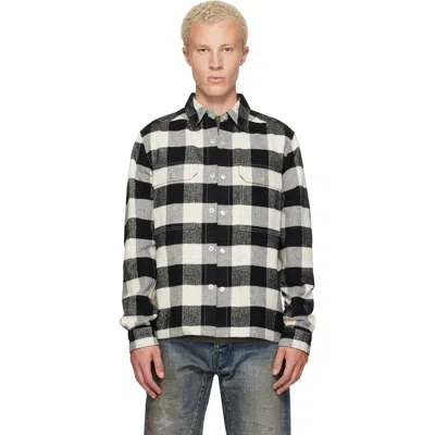 Rick Owens Drkshdw Black Grey Checkered Long-sleeve Cotton Shirt