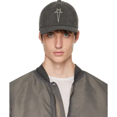 Rick Owens Drkshdw Gray Tower Pentagram Embroidery Baseball Cap In Black