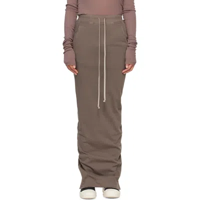 Rick Owens Drkshdw Gray Tower Pull On Pillar Maxi Skirt In Brown