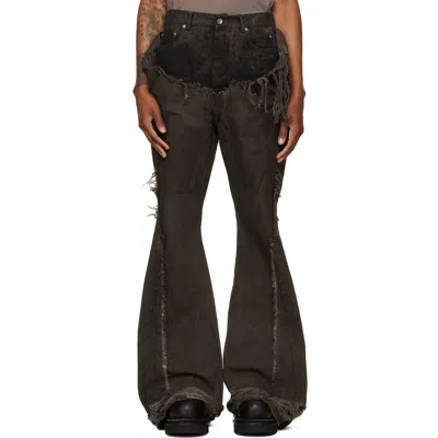 Rick Owens Drkshdw Gray Tower Slivered Bootcut Jeans In Multi