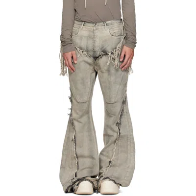 Rick Owens Drkshdw Gray Tower Slivered Bootcut Jeans In 59 Mineral
