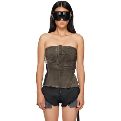 Rick Owens Drkshdw Gray Tower Splintered Bustier Top In Multi