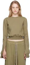 Rick Owens Drkshdw Green Raw Edge Sweatshirt In 25 Pale Green