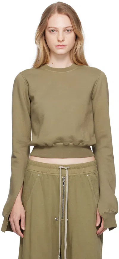 Rick Owens Drkshdw Green Raw Edge Sweatshirt In 25 Pale Green