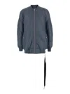 Rick Owens Drkshdw Grey 'jumbo Flight' Bomber Jacket With Strap Detail  In Tech Fabric Man In Grey