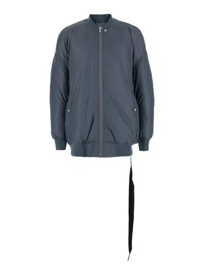 RICK OWENS DRKSHDW GREY 'JUMBO FLIGHT' BOMBER JACKET WITH STRAP DETAIL  IN TECH FABRIC MAN