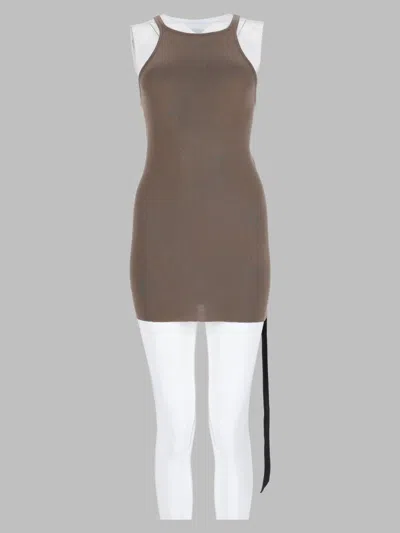 Rick Owens Drkshdw Grey Ribbed Knit Mini Top In Brown