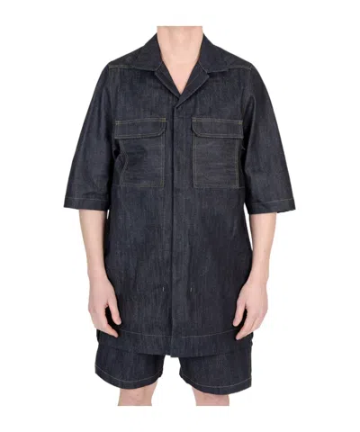 RICK OWENS DRKSHDW RICK OWENS DRKSHDW SHORT-SLEEVED DENIM SHIRT