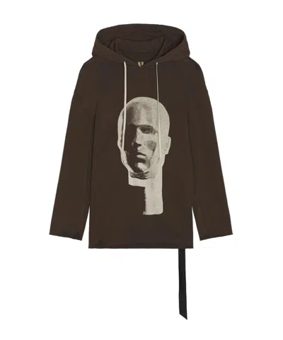 Rick Owens Drkshdw Head-print Drawstring Hoodie In Black