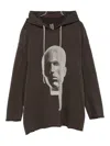 Rick Owens Drkshdw Head-print Drawstring Hoodie In Gray