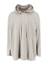 Rick Owens Drkshdw Heather Grey Loose-fitting Hoodie With Contrasting Interior In Gray
