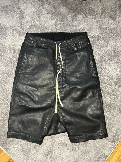 Pre-owned Rick Owens Drkshdw Heavy Waxed Pod Shorts Size Xs In Black