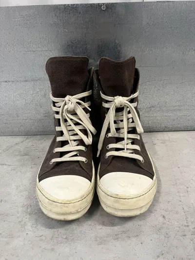 Pre-owned Rick Owens Drkshdw Hi Top Sneakers Ramones In Brown