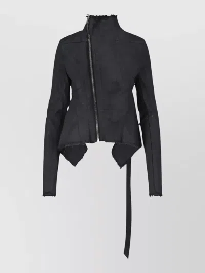 Rick Owens Drkshdw High Collar Coat Adjustable Tie Design In Blue