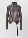 Rick Owens Drkshdw High Neck Metallic Finish Cotton Jacket In Black