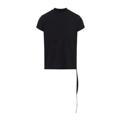 Rick Owens Drkshdw High Neckline Cotton T-shirt With Avant-garde Side Tie