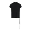 Rick Owens Drkshdw High Neckline Cotton T-shirt With Avant-garde Side Tie In Black