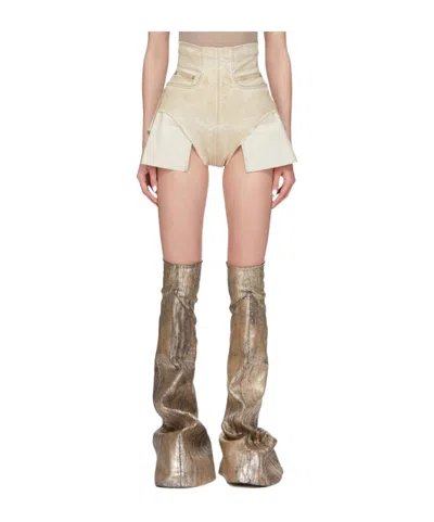 Rick Owens Drkshdw High-rise Denim Shorts In Nude