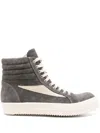 Rick Owens Drkshdw Drkshdw By Rick Owens High-top Sneakers With Calf Leather Accents In Grey