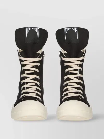 Rick Owens Drkshdw High-top Denim Sneakers With Shark Tooth Sole