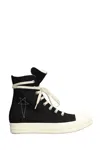 Rick Owens Drkshdw Canvas High-top Sneaks In Animal Print