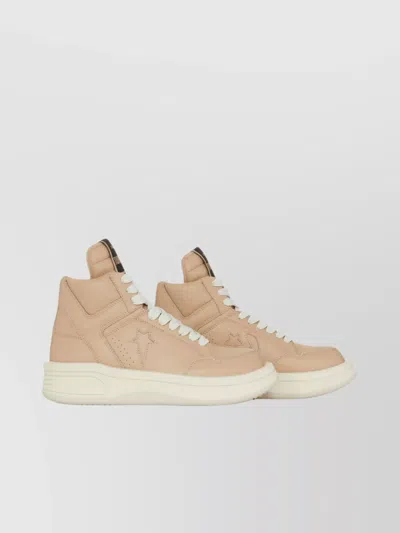 Rick Owens Drkshdw High-top Sneakers Featuring Perforated Detailing In Neutral