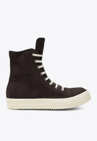 RICK OWENS DRKSHDW HIGH-TOP SNEAKERS WITH LONG-TONGUE