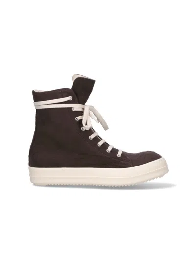 Rick Owens Drkshdw High-top Sneakers With Zip In Brown