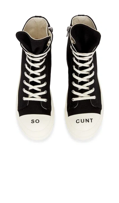 RICK OWENS DRKSHDW HIGH TOP SNEAKS WITH SO CUNTY PRINT