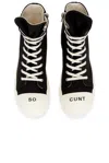 Rick Owens Drkshdw High Top Sneaks With So Cunty Print In Black