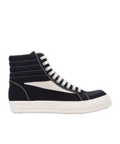 Rick Owens Drkshdw High Vintage Canvas Sneakers In Black