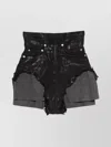 Rick Owens Drkshdw High Waist Denim Shorts With Contrast Panels