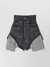 Rick Owens Drkshdw Dirt Cutoffs Coated Frayed Shorts In Black
