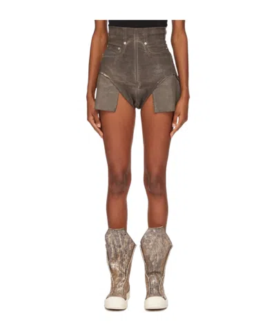 Rick Owens Drkshdw High-waist Shorts In Brown