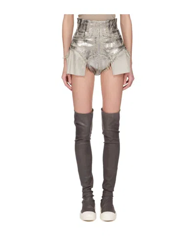 Rick Owens Drkshdw High Waist Shorts In Gray
