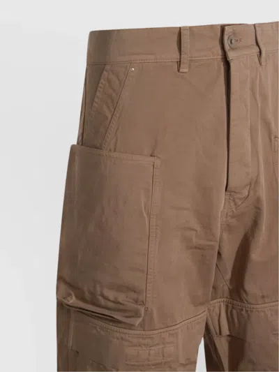 Rick Owens Drkshdw High Waist Straight Leg Trousers With Pockets In Brown