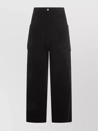 Rick Owens Drkshdw High Waist Wide Leg Trousers With Pockets In Black