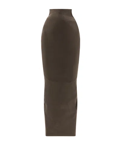 Rick Owens Drkshdw High-waisted Pencil Skirt In Brown
