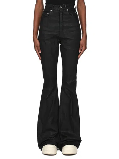 Rick Owens Drkshdw High-waisted Slim-fit Bootcut Jeans With 6 Pockets In Nero